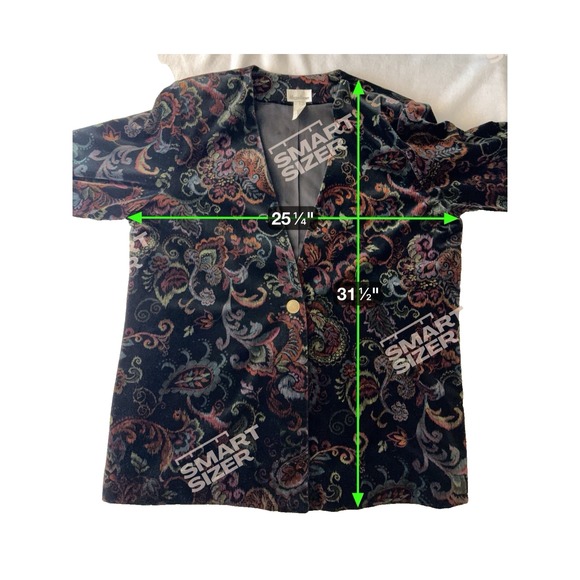 Vintage Maggie Barnes Floral Paisley Velvet Blazer Sz 20 Unique Retro Maximalist - Picture 6 of 6